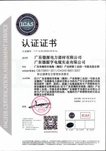 職業(yè)健康安全管理體系認(rèn)證證書